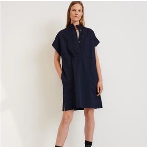 Everlane The Easy Workwear Dress Canvas Navy Blue Organic Cotton Womens Medium
